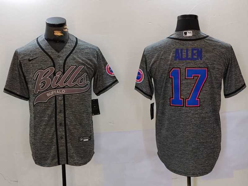 Mens Buffalo Bills #17 Josh Allen Grey Team Cool Base Stitched Baseball Jersey